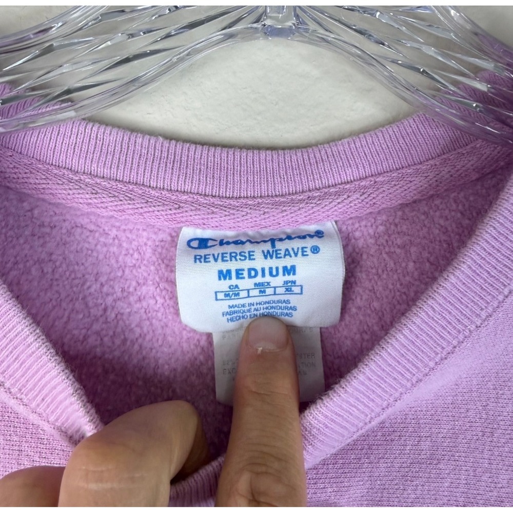 Champion Sweatshirt Women Medium Reverse Weave GF750 Pink Pullover Crewneck Logo - Picture 4 of 6